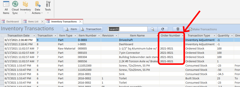 Order ID now features as a separate column in the Inventory Transactions history